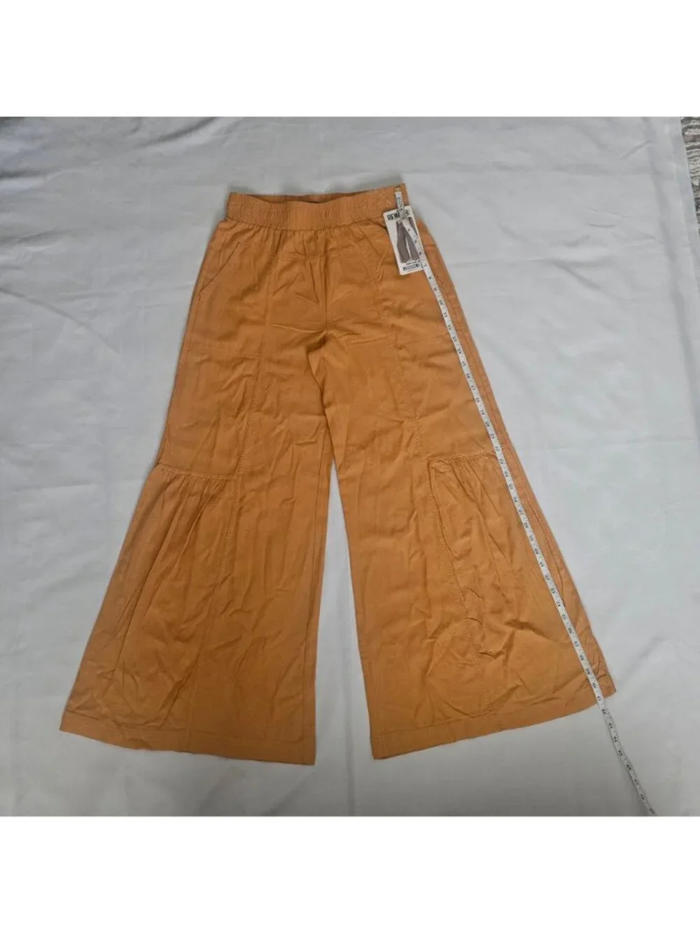 Rewash Brand Mustard Yellow Rayon-Linen Tiered Wide Leg Pants Size Medium, NWT - Picture 11 of 12